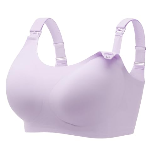 Angelhood Nursing Bras Seamless Maternity Bra for Breastfeeding Comfort Full Support Plus Size Pregnancy Bralettes with Extenders Jelly Strip Natural Shape