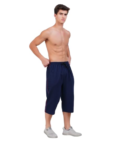 Image of RUGAN Men's Cotton Capri Three Fourth Shorts Dual Zipper 3 /4th Pants Pack2