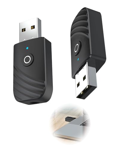 2PCS Bluetooth 5.0 USB Receptor 3 en 1 Adaptador Transmisor de TV Emisor de Audio Portátil con Jack 3,5 para TV, PC,Coche, Estéreo, Altavoces Alcance 15m