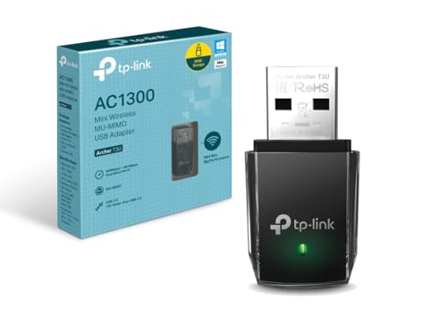 TP-Link Archer T3U - Adaptador Wi-Fi AC1300, Receptor Wi-Fi, Doble Banda 5GHz (867Mbps) y 2GHz(400Mbps), MU-MIMO, USB 3.0, Tamaño Mini, Color Negro