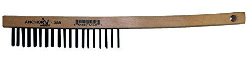 Anchor Brand (ORS Nasco) Anchor Brand 388 Hand Scratch Brushes, 3 x 19 Rows, Carbon Steel Bristles, Curved Wood Handle Wood Coating Cut Cutting Angle Flute