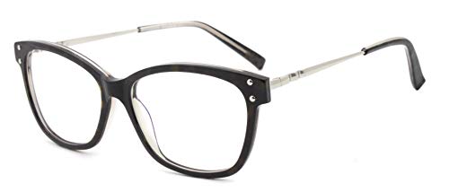 FERAVIA Lunettes à la mode élégantes jeune femme oeil de chat lentille claire couleur demi Cover