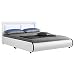 Produktbild Juskys Polsterbett Murcia 140 x 200 cm  Bett mit LED, Lattenrost, Kopfteil & Kunstleder  Bettgestell gepolstert, gemütlich & modern - weiß