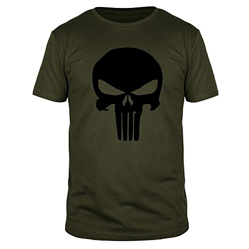 FABTEE - The Punisher T-Shirt Männer, Größen S-4XL, Größe:XL, Farbe:Oliv