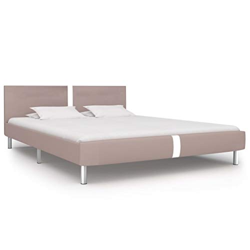 Preisvergleich Produktbild vidaXL Polsterbett Bett Doppelbett Kunstlederbett Ehebett Bettgestell Bettrahmen Lattenrost Schlafzimmerbett Cappuccino-Braun Kunstleder 180x200cm