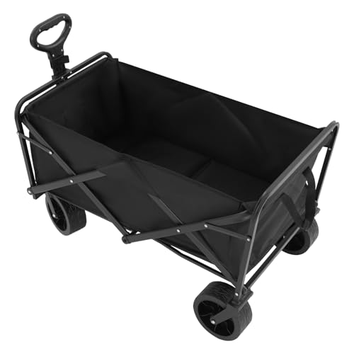 BRRIDE Carro plegable de 115 kg, ruedas extra anchas, todo terreno con frenos, mango ajustable, carrito de camping para picnic, playa, camping, compras (negro)