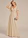 Ever-Pretty Women's Chiffon V-Neck Mother of Bride Dresses A-Line Ruched Short Sleeves Appliques Bridesmaid Dress Formal Gown Champagne US14