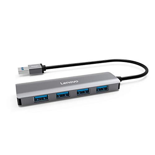 Lenovo USB 3.0 Hub, 4 Ports Aluminum USB 3.0 Data Hub, Slim And Portable, Compatible For USB Type A Devices