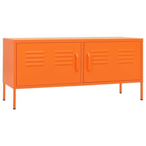 vidaXL Meuble TV Armoire Basse Centre de Divertissement Meuble Stéréo Salon Salle de Séjour Maison Intérieur Orange 105x35x50 cm Acier
