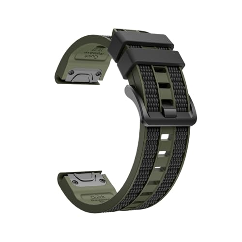 [PLYYQZM] 22 26mm�V���R���X�g���b�v�B�ɍ��� Gar min Fenix 8 47 51mm 7 7X 6 6X Pro 5 5X Plus Tactix7 Enduro 3 2 �����u���X���b�g�R���A�ɓK�p(Army green blac