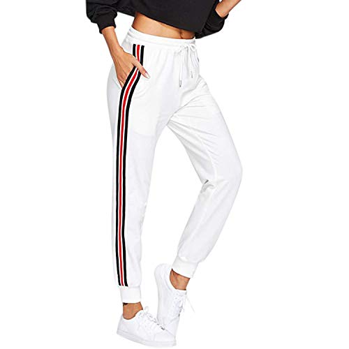 Jolisson Pantalon de Sport Femme Pantalon Réglable à Cordon à Rayures avec Poches Latérales pour Jogging Pants Décontracté Sweatpants Cover