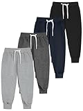 Resinta 4 Pack Toddler and Boys Joggers Sweatpants Cotton Kids Active Pants with Drawstring Casual Athletic Clothes