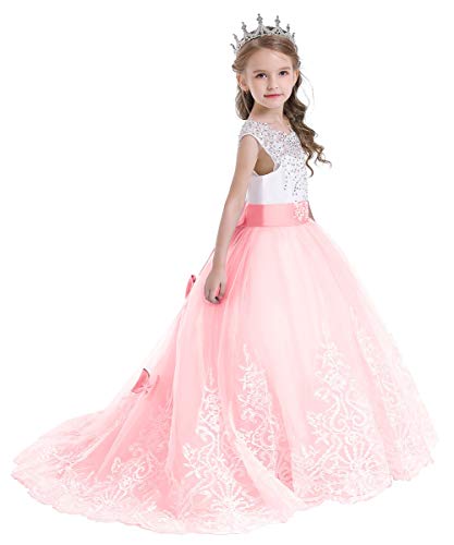 MYRISAM Flowers Girls Applique Tulle Lace Bridesmaid Wedding Dress Birthday Baptism Party Christmas Prom Evening Ball Gown2