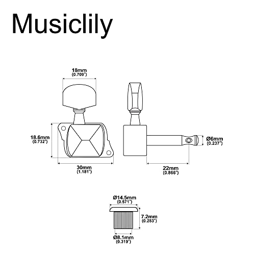 Musiclily 6 Inline Semi Sealed Electric Guitar Machine Heads 6R Tuning Pegs Keys Tuners Set For Fender Squier Strat Replacement, Chrome #TOP1