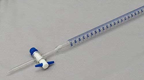 Aaradhya Traders Borosilicate Glass Burette with PTFE Stopcock, 50 ml, Pack of 6