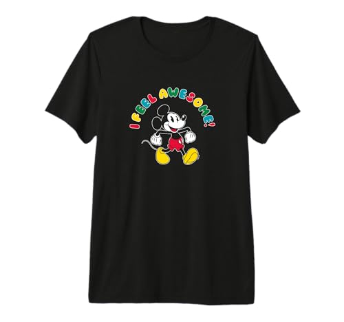 T-shirt Mickey I Feel Awesome Disney haut premium en coton noir pour homme