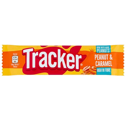 Tracker Chocolate Peanut Caramel Bar 37g Pack of 24 Vegeterian Toffee Cereal Oats Roasted Nuts Nutrition Protein High in Fibre Healthy Snack with Welari Thank You Card | (24pack) (888g) - Image 2