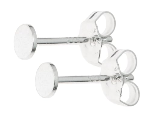 4 Pairs Adabele Authentic Sterling Silver Earring Posts Findings 0.7mm Pin 3mm (0.12 Inch) Small Glue On Flat Pad 8pcs Earnut Backs for Earrings Making SS229-3