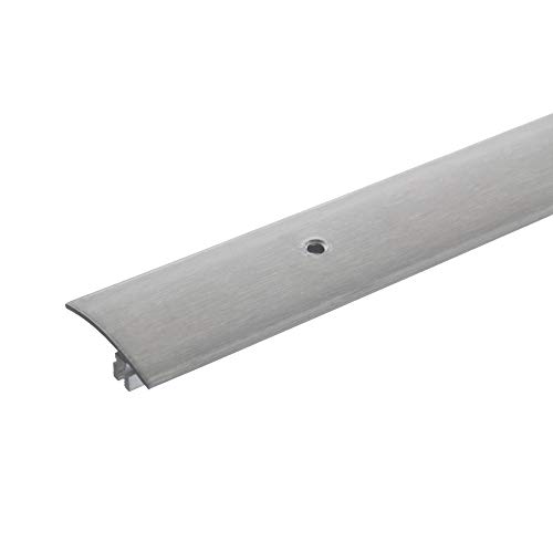 Preisvergleich Produktbild acerto 35958 Übergangsprofil Edelstahl, 3-teilig - 90cm, 7-17mm edelstahlfarbig * Rutschhemmend * Kratzfest / Übergangsleiste für Teppich-Boden, Laminat & Parkett / Höhenausgleich bis 5 mm möglich