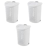(3PACK) 135L Large-Capacity White Wheeled Laundry Basket, With Ventilation Design, Featuring Handle and Lid. Suitable for Households, Dormitories and Apartments.