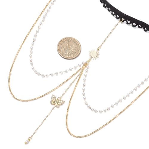 Image of Via Mazzini Gold Plated 'A Symphony of Butterfly and Pearls' Thigh Chain Can Be Used With Shorts /Skirts for Women and Girls (TC0710) 1 Pc