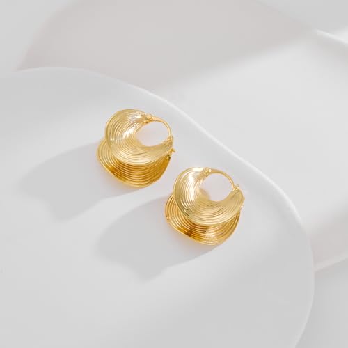 YUJIE Gold Plated Hoop Earrings for Women Brass Earring Chunky Statement Jewelry3