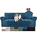 YSTELLAA Copridivano Velluto 3 Posti con Braccioli, Copridivani AntiGraffio Gatto, Fuzzy Copri Divano Elasticizzato Elastico, Universale Sofa Cover Antimacchia Lavabile Antiscivolo, Blu Pavone