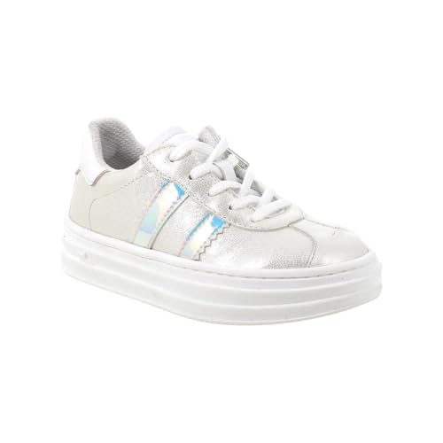 Baskets blanches fille confortables détail laminé semelle souple