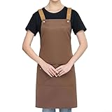 Niceminiwall Wasserdichte, öldichte Schürze für Damen, mit verstellbaren Hals- und Hüftgurten, Koch- und Arbeitsschürze mit mehreren Taschen, für Lebensmittelladen, Catering, Gartenarbeit, Basteln und
