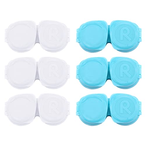 LdawyDE Etui lentilles de Contact, 6pcs Boite lentilles de Contact étui à lentilles de Contact de Type Presse-étoupe Accessoires, Bleu, Blanc Cover