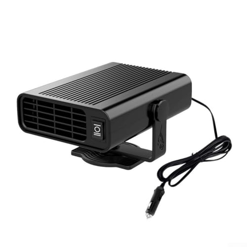 Gdfnmogo Calentador portátil de coche de 12 V 120 W con función de ventilador, descongelador de calentamiento rápido para descongelar el parabrisas, flujo de aire ajustable para SUV y sedanes (negro)