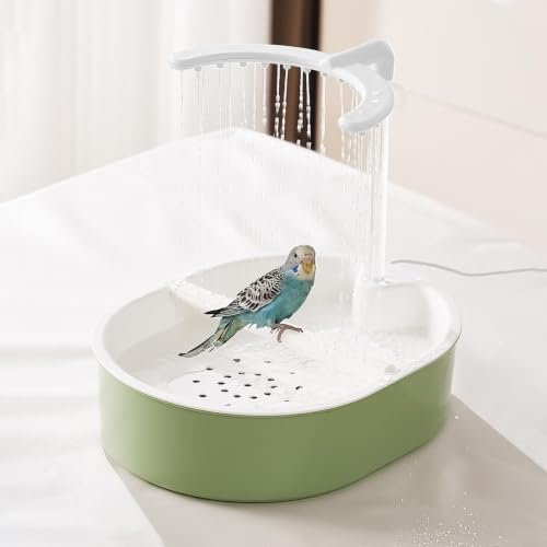 Ducha para loros con flujo automático de agua que estimula el juego 5