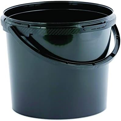 Invopak 5 x 5.6 Litre Food Grade Plastic Buckets with Lid and Handle, Black, Airtight, Recyclable & BPA Free