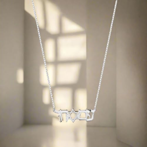 Alef Bet by Paula Am Israel Chai Necklace 14k Gold or Sterling Silver - Hebrew Letter Pendant - Jewish Pride Jewelry - Judaica Gift for Women - 16" + 2" Chain2