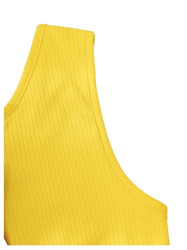 Floerns Girl's 3 Pcs Knitted Notch Neck Lettuce Trim Sleeveless Crop Tank Tops4