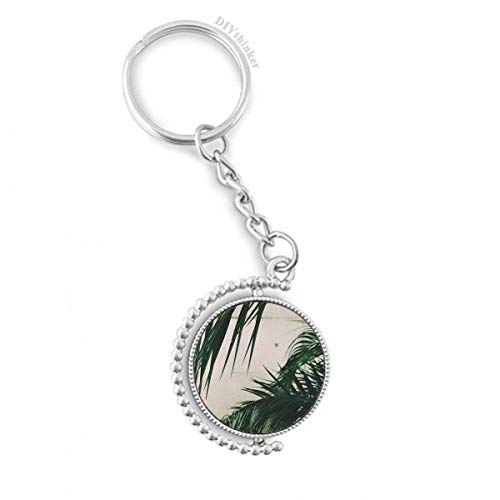 Porte-clés rotatif motif photo de plante et nature multicolore en métal
