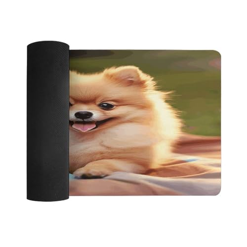 Tapete de escritorio grande antideslizante con diseño Pomerania miniatura 3