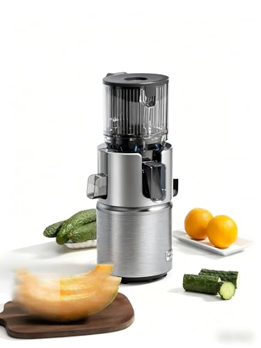 Anybear Entsafter mit 124 mm Einfüllschacht | 350W Slow Juicer mit Doppel-Zerkleinerungstechnologie für Ganze Früchte & Gemüse | Hohe Saftausbeute | BPA-freies Tritan-Material (Silber)