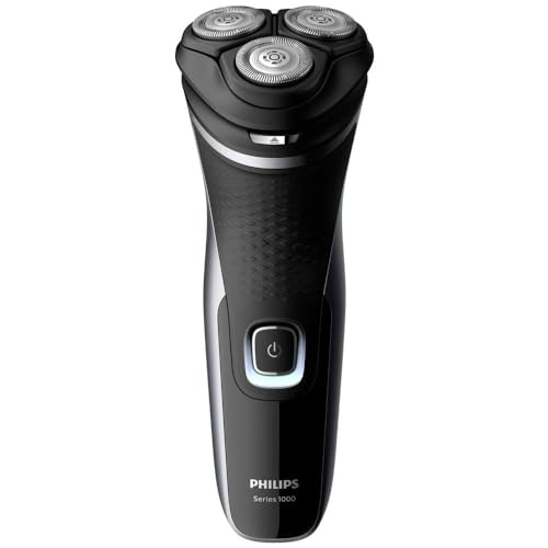 Philips Serie 1000 S1332/41 - Afeitadora Eléctrica Para Hombre Con Cuchillas Powercut, Cortapatillas Desplegable Para Bigote Y Patillas, 45 Min De Afeitado, Con o Sin Cable, Negro