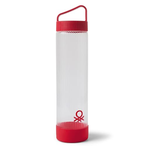 Image of United Colors of Benetton 750ML Glass Water Bottle with Anti Slip Silicone Base, Leak-Proof, BPA-Free, Durable, Odor-Free, Eco-Friendly Hydration Bottle for Home, Gym & Travel