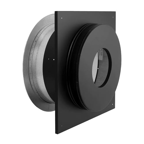 DuraVent 6DP-WT 6 Inches Painted Galvanized Steel Wall Thimble with Telescoping Pieces and Trim for DuraPlus Chimney Pipe, Black