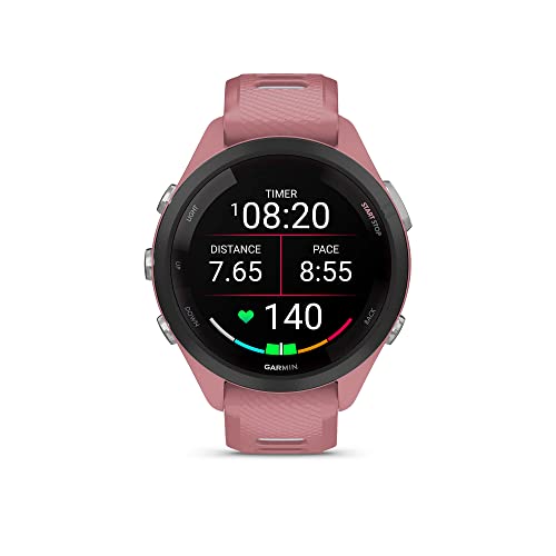 Image of Garmin Forerunner 265S Running Smartwatch, Colorful AMOLED Display, Training Metrics and Recovery Insights, Light Pink and Powder Gray