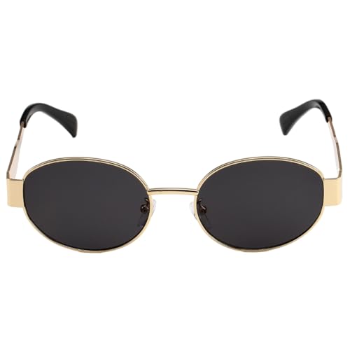Trendy Oval Sunglasses for Women Retro Designer Gold Sun Glasses Classic Metal Frame Shades 90s2