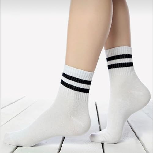 Image of Fszsaa Novelty Socks For Women - Striped Retro Mini Crew Sporty Calf Casual Cotton Ankle Socks
