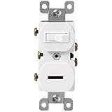 ENERLITES Combination Toggle and Pilot Light Switch, Duplex Style, Illuminated Light Switch, 15A, 120VAC, 82150L-W, White