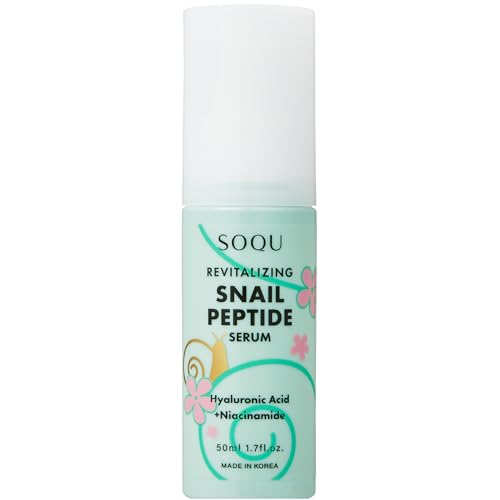 SOQU Revitalizing Snail Peptide Serum - Hydrating Serum with Snail Extract, Peptides, Niacinamide...