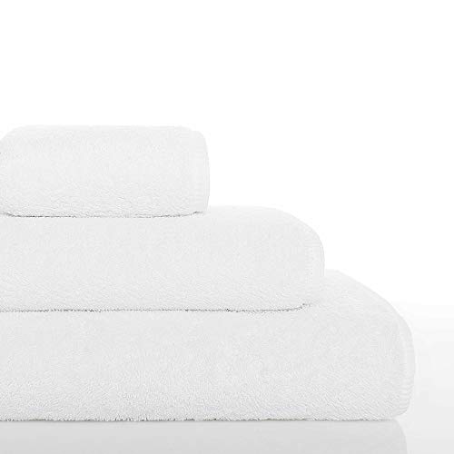 Graccioza Long Double Loop Towels Hand Towel (18'' X 30", White), 100% Egyptian Cotton 700 Gsm - Elegant, Soft Body And Face Towel Bath Linens Made In Portugal #TOP2