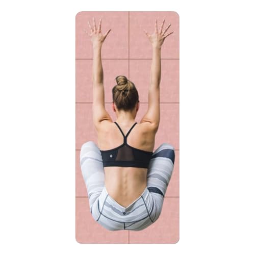 Tappeto yoga non -slip ad alta densità | Superficie spessa e imbottita, design resistente e antiscivolo, cinghia di trasporto leggero, tappetini per pavimenti in casa, pilates, allungamento e