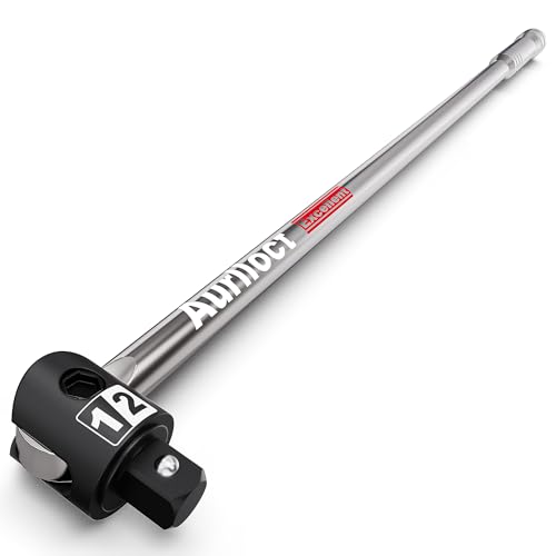 Aurlloct 1/2 Drive Heavy Duty Extension Breaker Bar 60 cm Knuckle Breaker Flexi Bar 250 Degree Pro Power Flexible Handle Breaker Bar Socket Wrench Wheel Nut Spanner for Automobile Maintenance