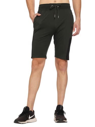 Image of MARK LOUIIS Men's Cotton Blend Shorts with 2 Zipper Pockets + 1 Back Pocket | Lightweight Breathable Casual Shorts | Elastic Waist Comfortable Fit | Multi-Color | M to 7XL